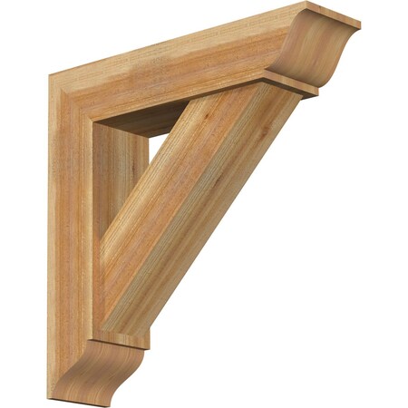 Ekena Millwork Traditional Traditional Rough Sawn Bracket w/ Offset Brace, Western Red Cedar, 8"W x 32"D x 32"H BKT0806X32X32TRA01RWR